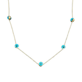 Blaues Auge Halskette 585 Gold 42 cm HK290